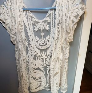 Short sleeve lace cardigan